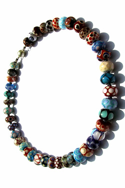 Multi-Coloured Full Handmade Glass Bead Necklace