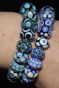 Lampwork Glass Bead Bracelets Blue and Aqua