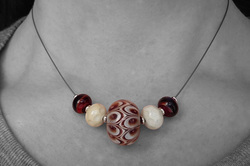 Red Glass Bead and Wire Necklace