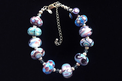 Purples and Blues Glass Bead Handmade Bracelet