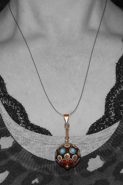 Hollow Handmade Glass Bead Pendant Necklace